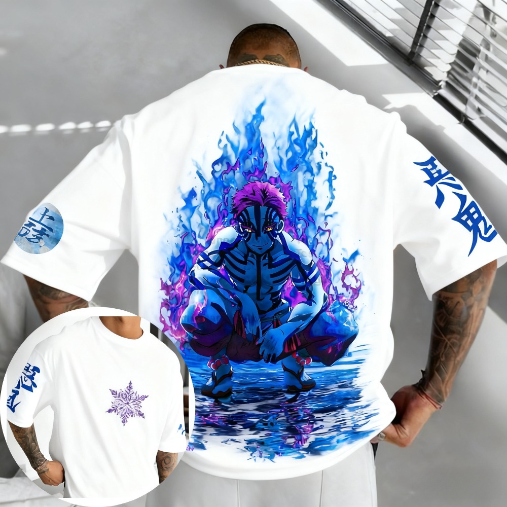 Summer 2026 Kids Clothing - Demon Slayer Akaza Saf Pamuklu Tişört
