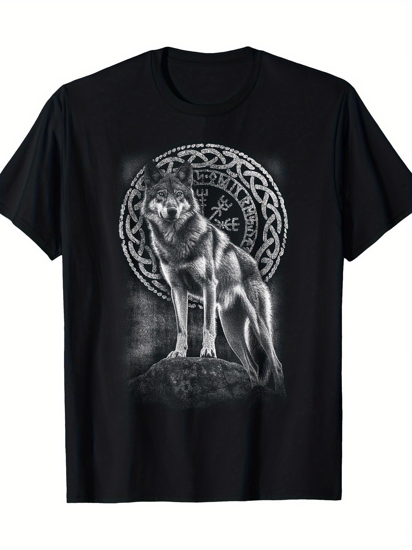 Summer Viking Clothing - Erkekler Saf Pamuk Viking Kurt Celtic