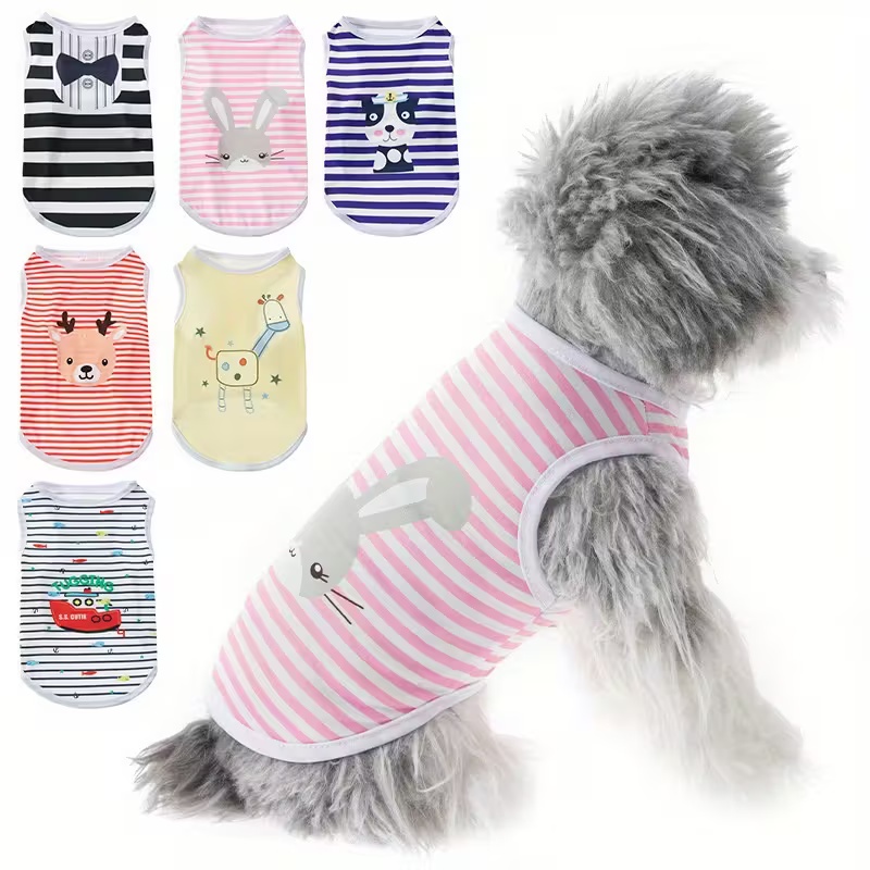 Summer Clothing In French - Sevimli Yazlık Evcil Köpek Soğutucu Yelek