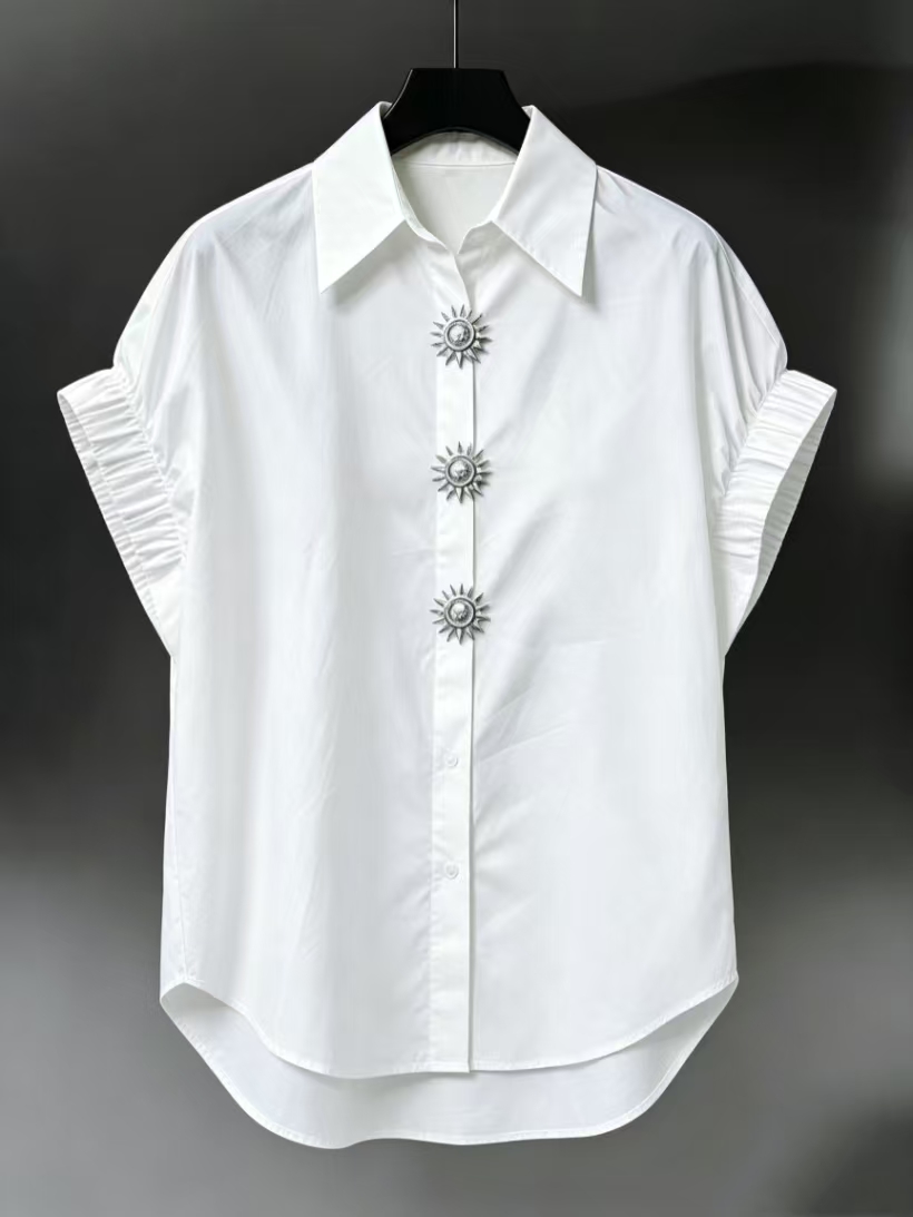 Summer Clothing In French - Kadın Pamuklu Günlük Bol Kısa Kollu