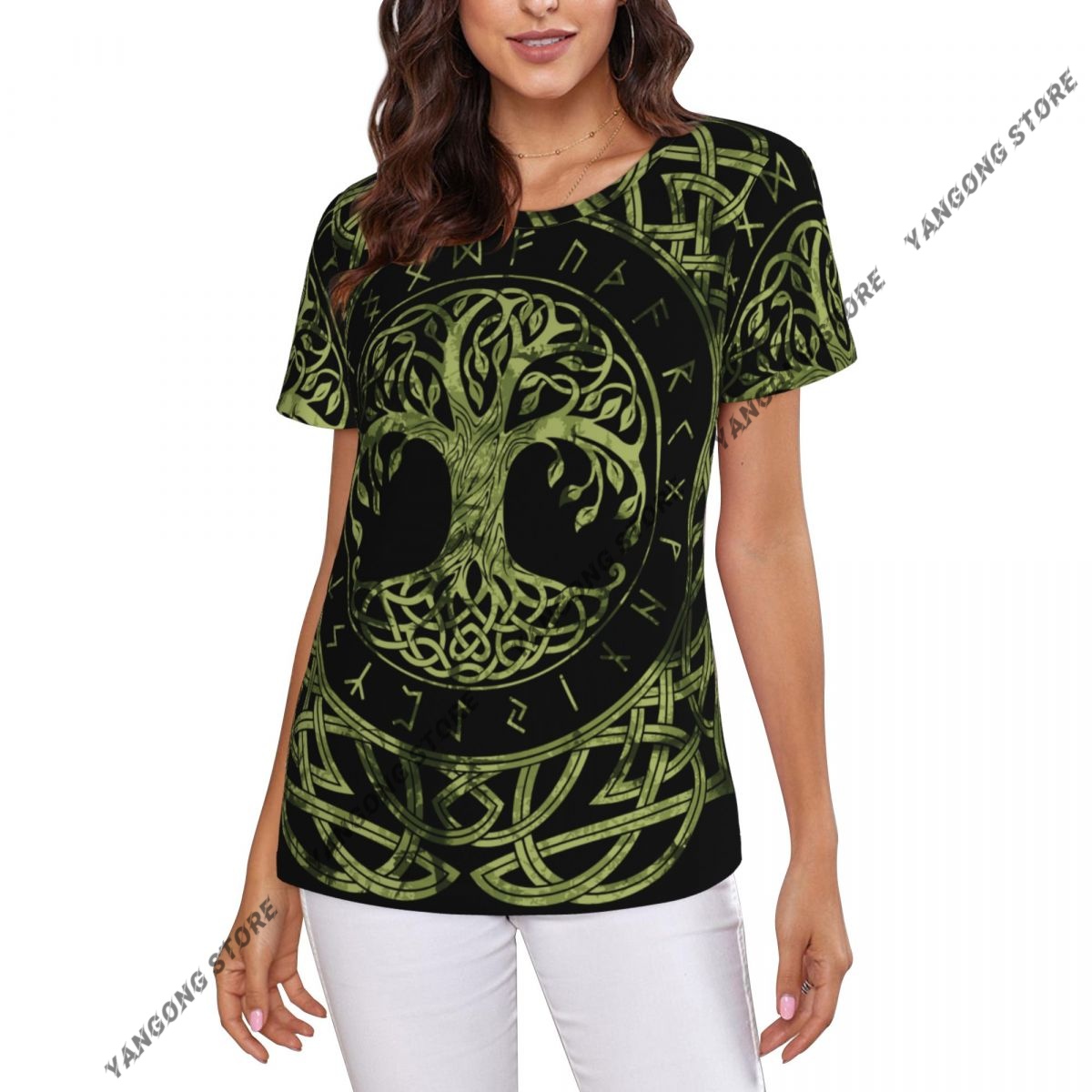 Summer Viking Clothing - Kadın T-shirt İskandinav İskandinav Viking Ağacı