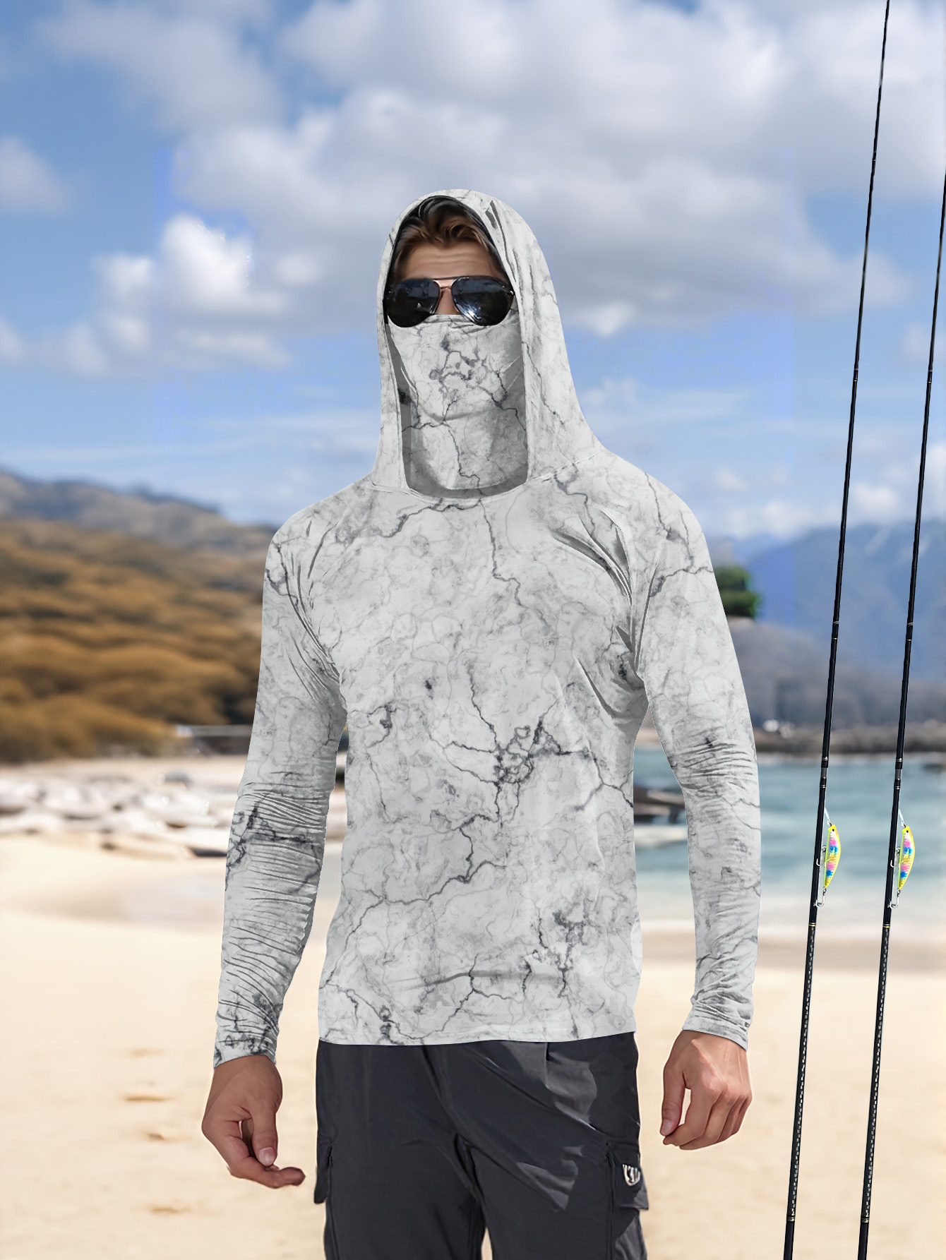 Summer Clothing Mens - Erkek Kapüşonlu Balıkçı Gömleği Uzun Kollu