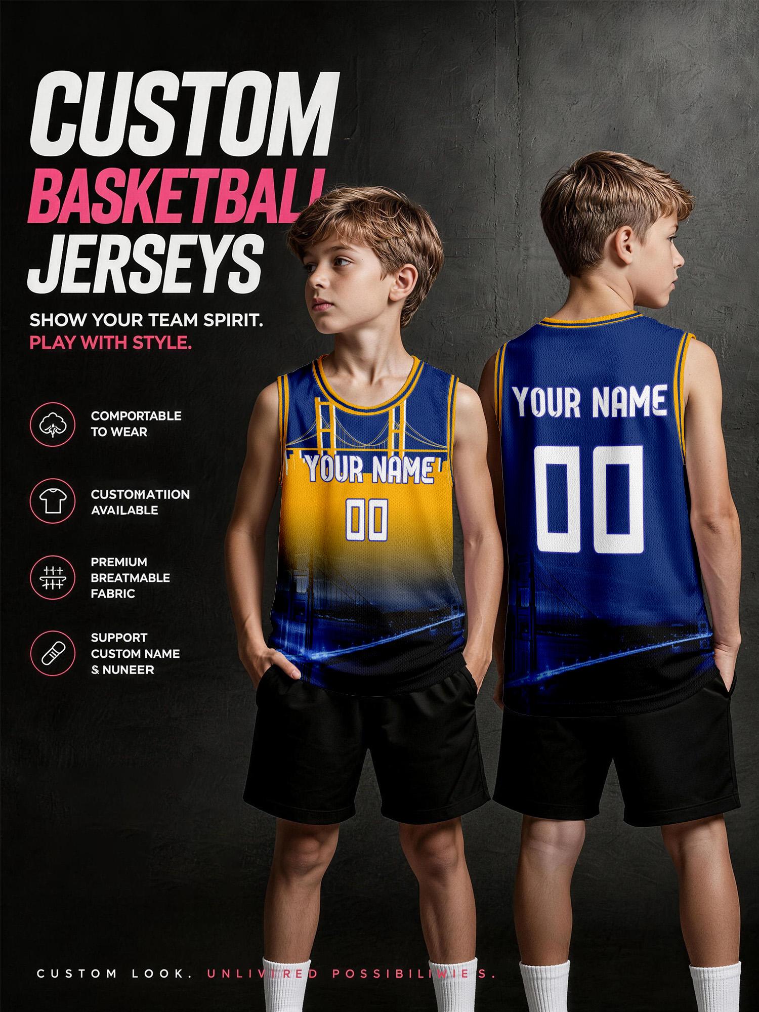 Tank Top Breathable - Çocuklar için Özel Gradyanlı Basketbol Forması